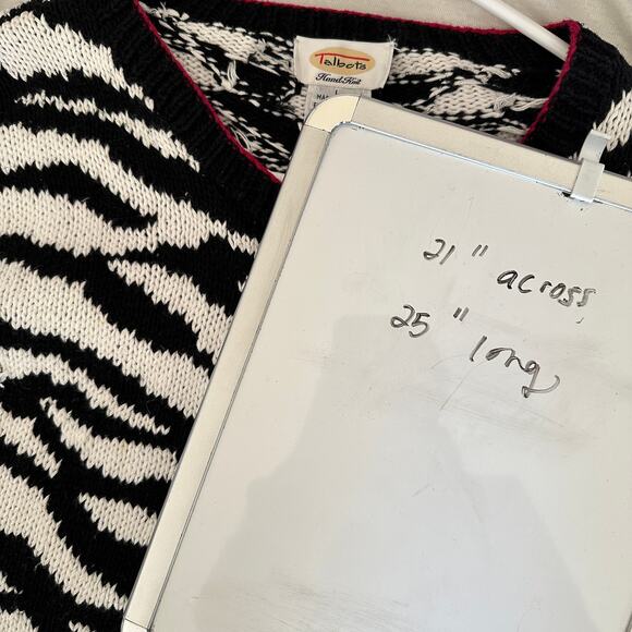 Talbots Hand Knit Zebra Zip Up Cardigan Sweater Linen Cotton Blend Womens LARGE - Picture 8 of 8